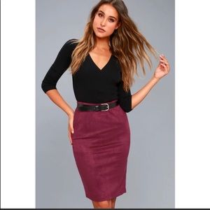 LULUS BURGUNDY SUEDE, PENCIL MEDIUM SHIRT